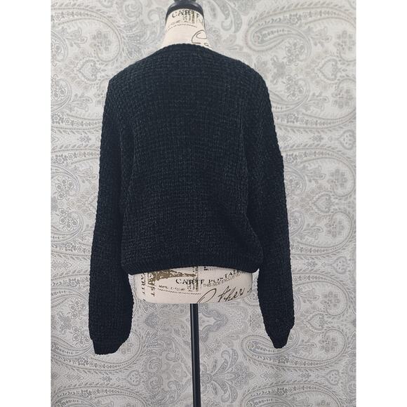 Sanctuary fuzzy chunky loose knit black sweater women's Size LG goth office emo - Picture 3 of 8